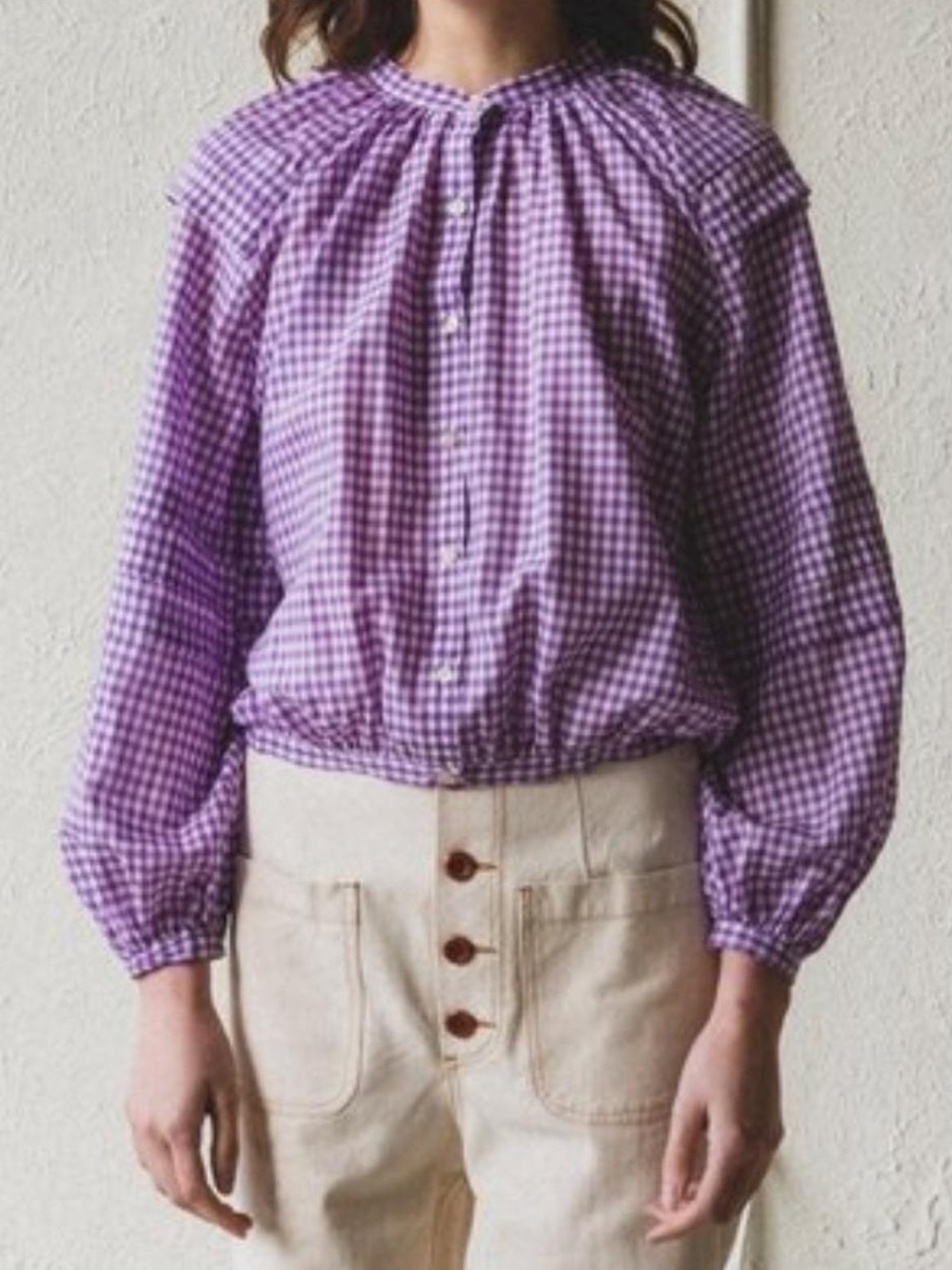 Caron Callahan Gingham Blouse